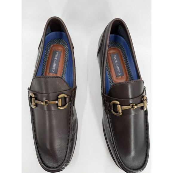 NWOT VINCE CAMUTO  Corwin Leather Horse-bit Dark Brown Loafers - Size 9M - - Picture 2 of 11
